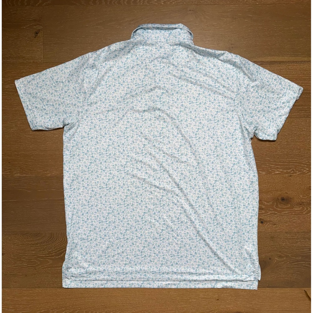 Peter Millar Summer Comfort Texas Polo Shirt XL Blue White Novelty Print Mens - Picture 6 of 8